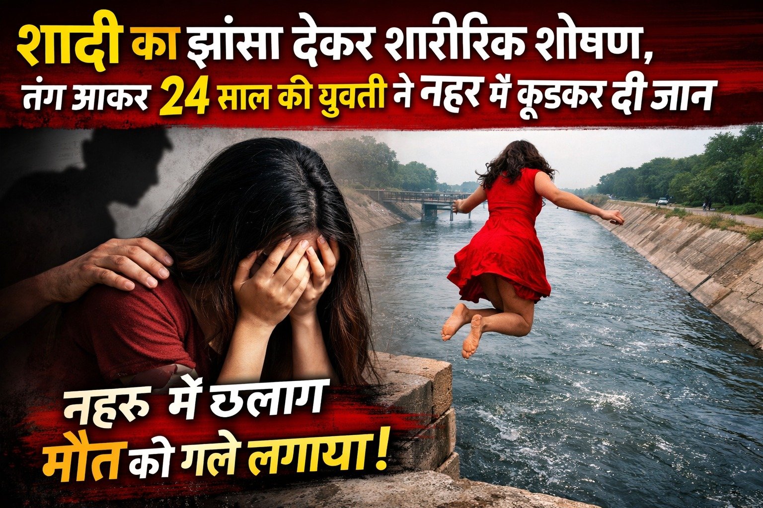शादी का झांसा दे कर शारीरिक शोषण तंग आकर 24 साल की युवती ने नहर में कूदकर दी जान…..