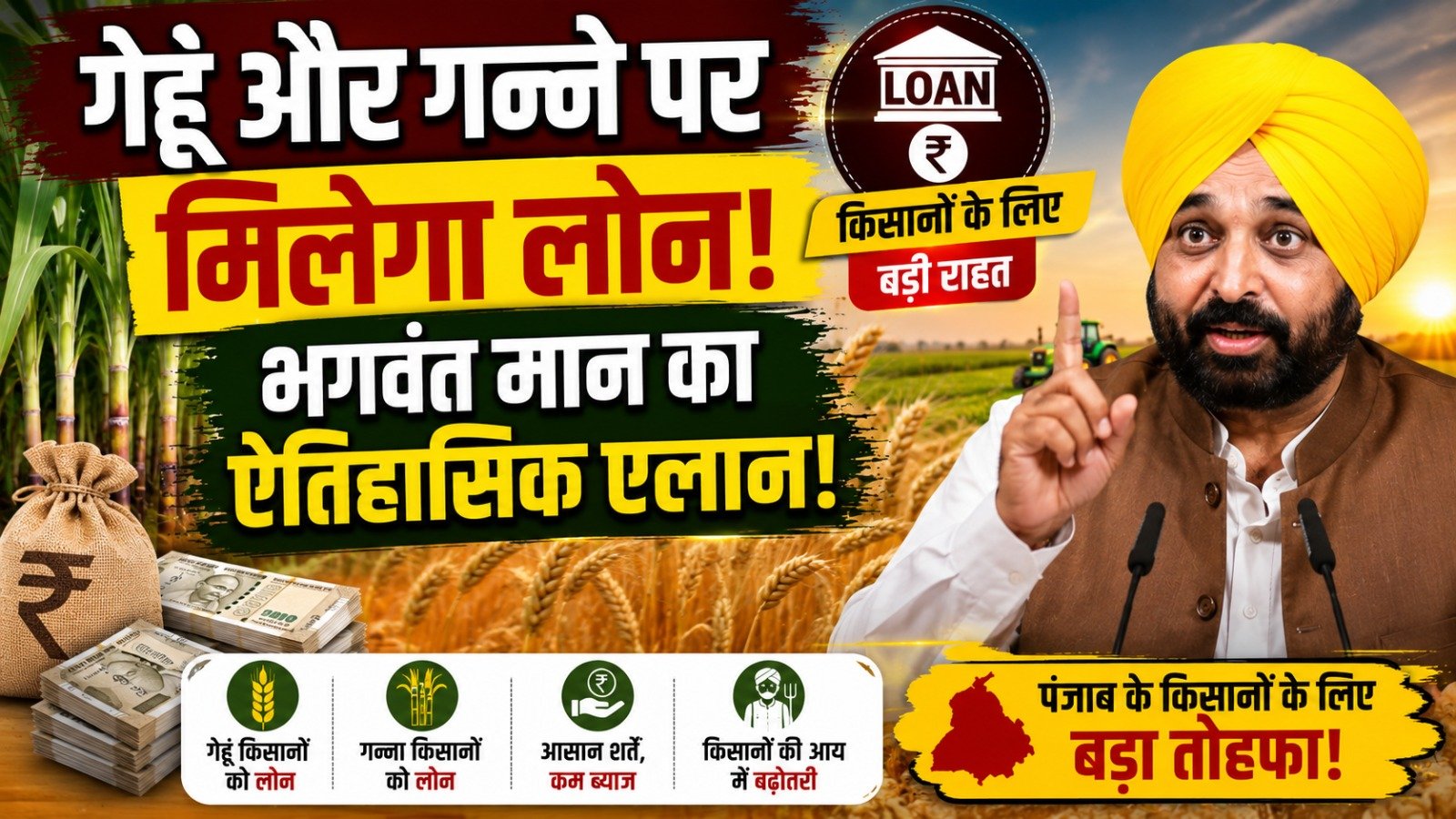 गेहूं पर ₹30 हजार और गन्ने पर ₹1 लाख प्रति एकड़ मिलेगा लोन,भगवंत मान का ऐतिहासिक एलान…